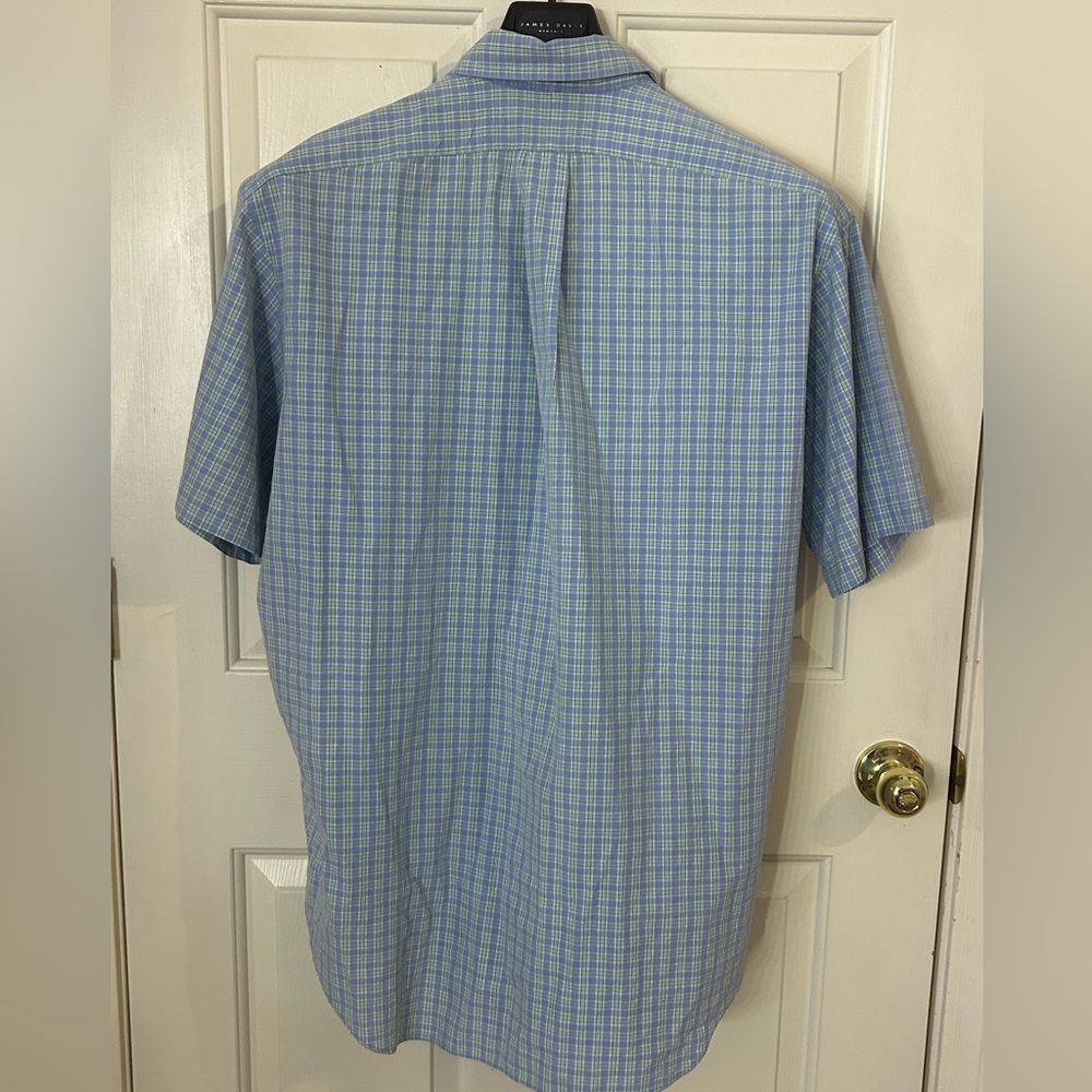 VTG Ralph Lauren Mens Blake Shirt L Light Blue Plaid Short Sleeve Button Down - Picture 3 of 7